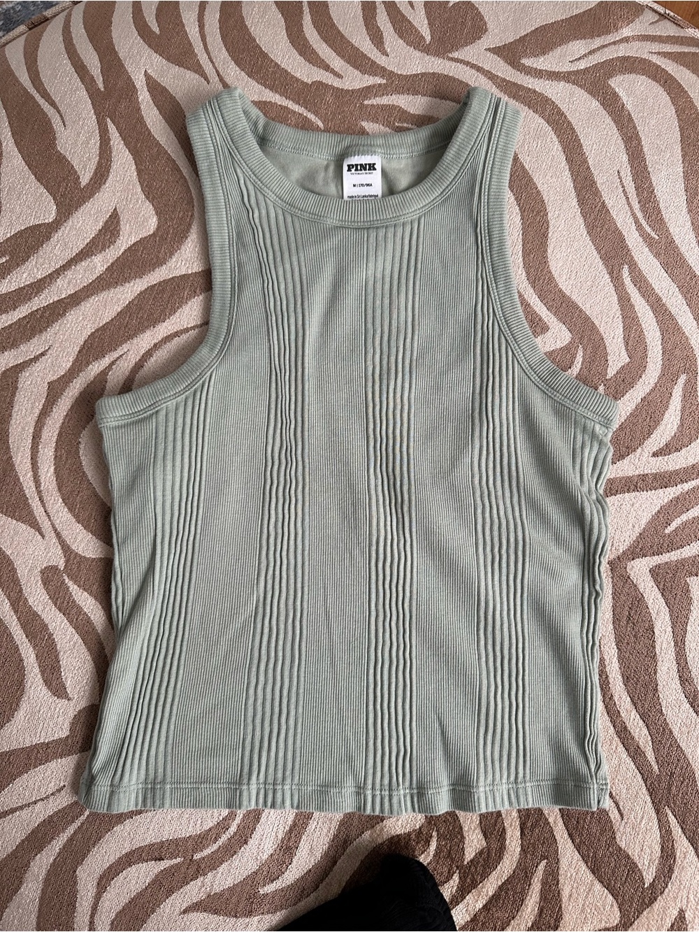 3-PINK Victoria's Secret Ribbed Tank Tops - Black, Grey, Green - Picture 5 of 7